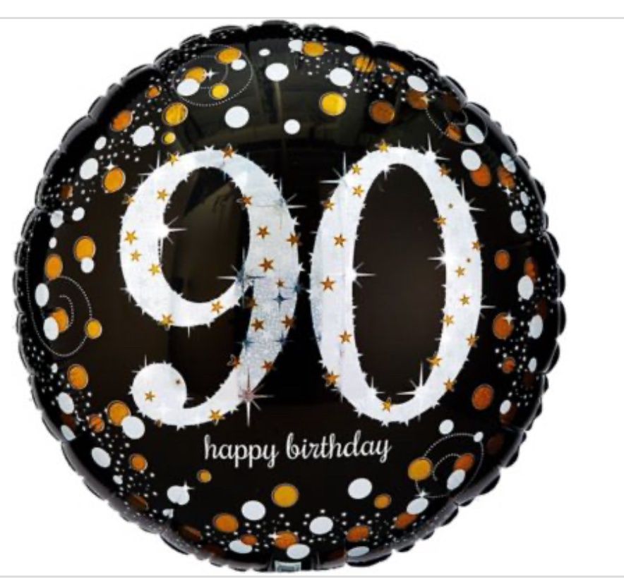 Black and Gold 90th Birthday Foil Balloon, 18 Inches