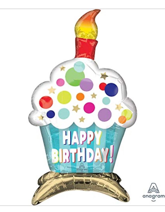 Air Balloon, Happy Birthday! Cupcake, 13.5 X 24 in