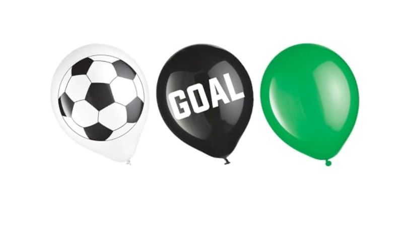 12&quot; Soccer Corner Kick Latex Balloons, Set of 6