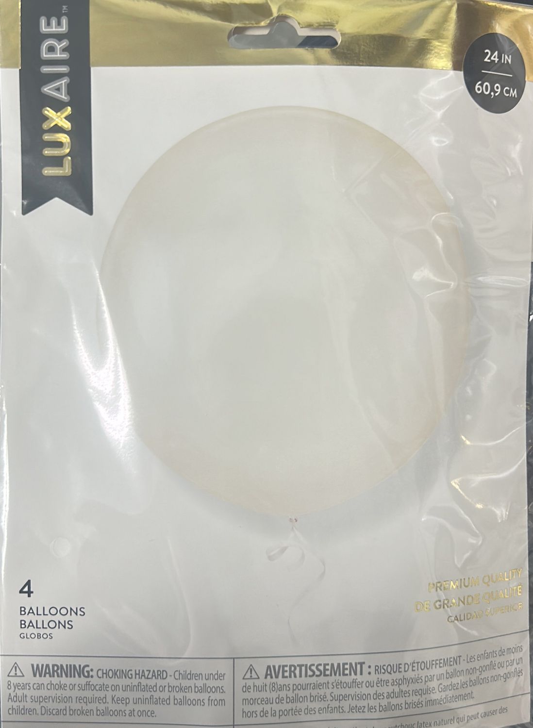 White LuxAire 4 Count 24” Balloons