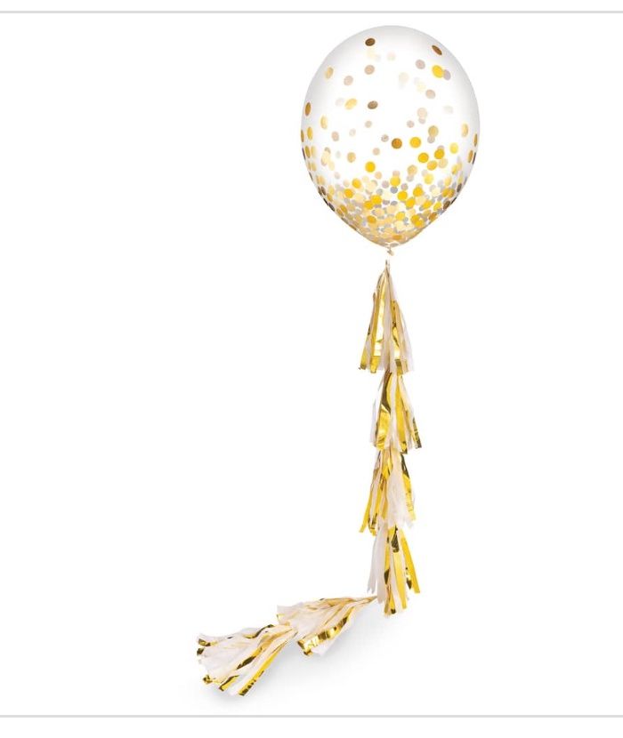 Gold Tassel Confetti Balloon, 24 Inches