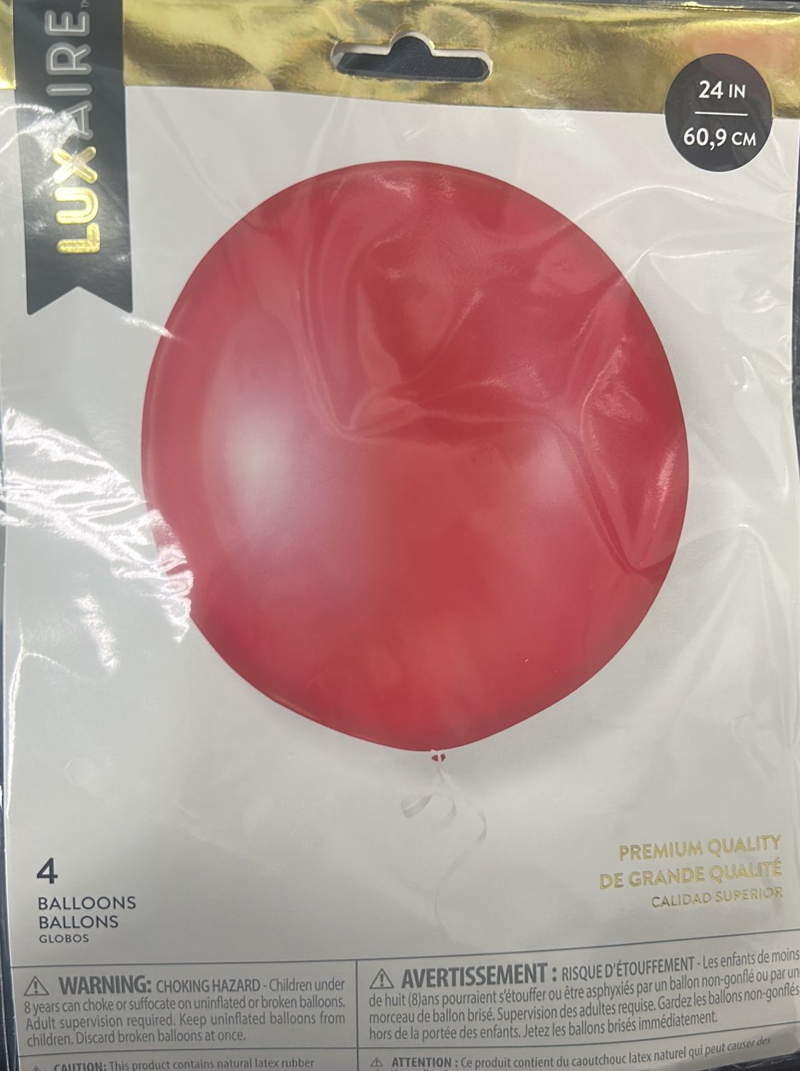 Red LuxAire 4 Count 24” Balloons