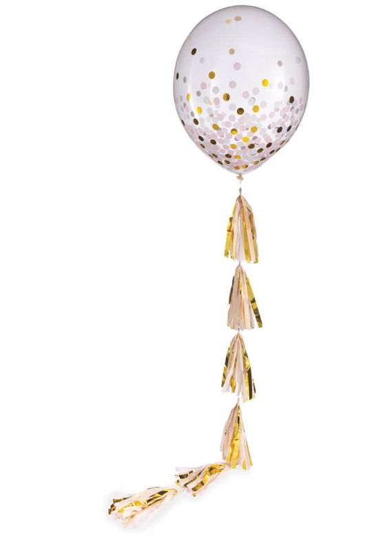 Pink &amp; Gold Multi-Tassel Balloon Tail