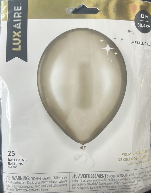 Gold LuxAire 25 Count 12” Balloons