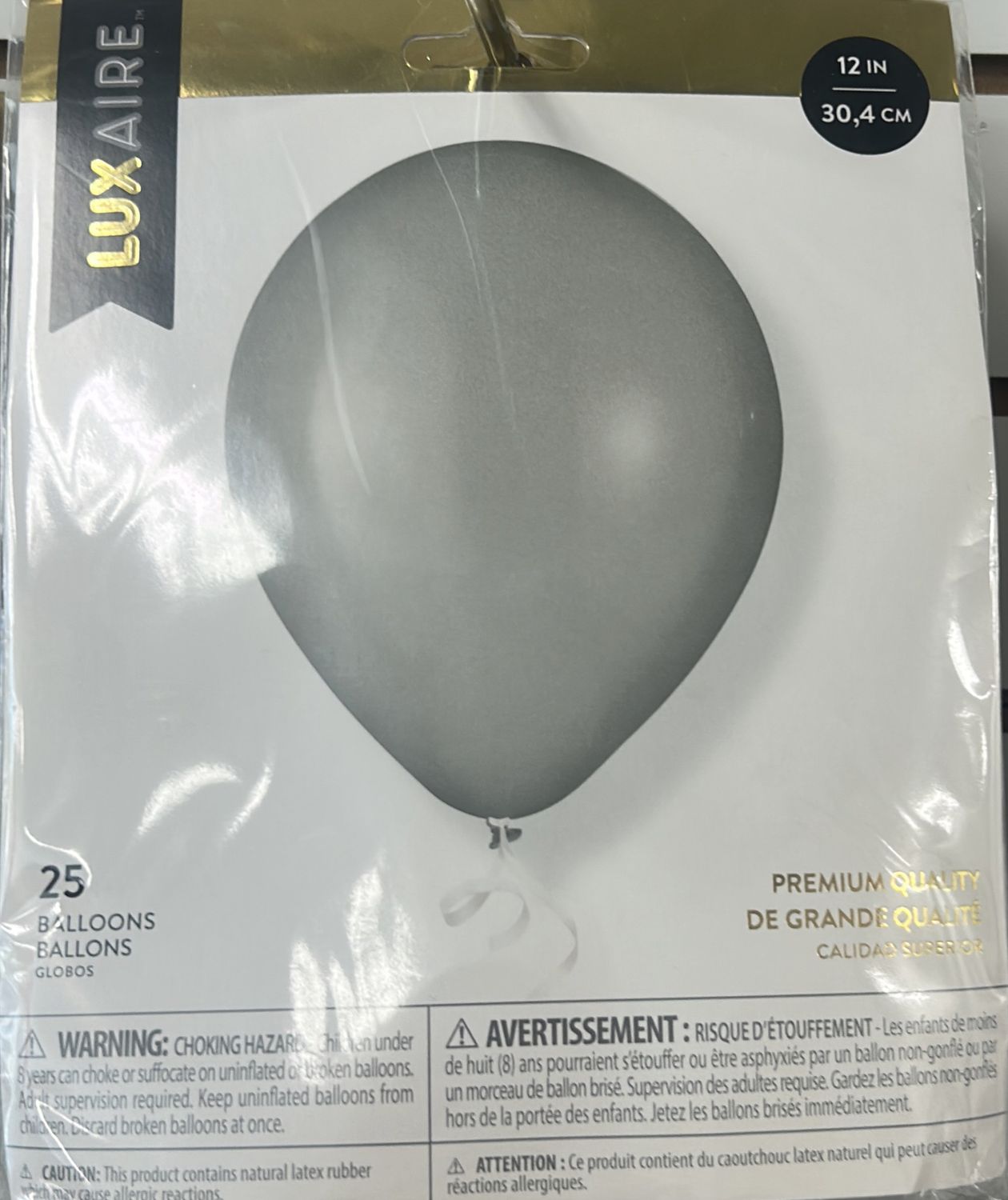 Silver LuxAire 25 Count 12” Balloons