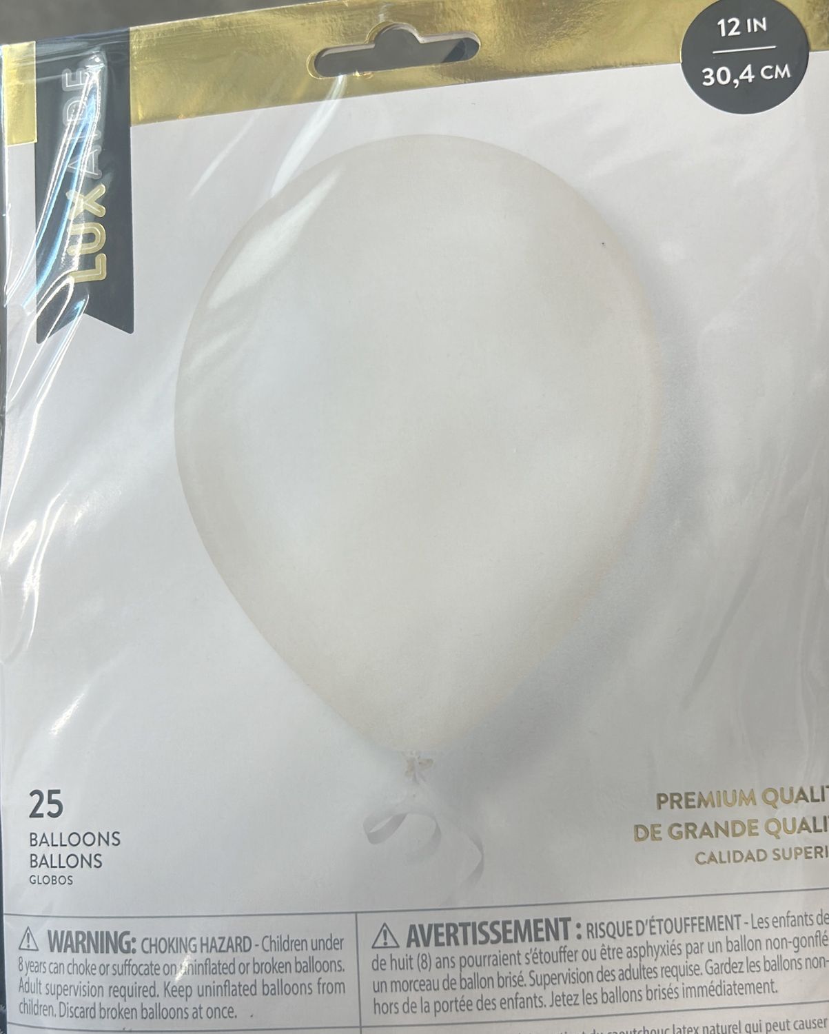 White LuxAire 25 Count 12” Balloons