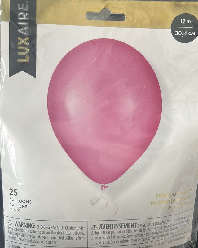 Hot Pink LuxAire 25 Count 12” Balloons