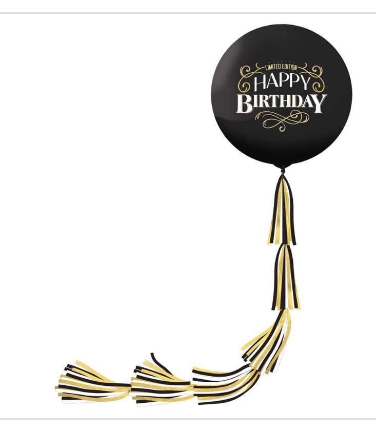 Better with Age, Black Latex Balloon with Tail, 24 Inches