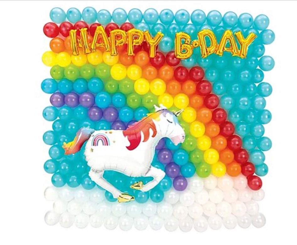 Unicorn Latex &amp; Foil Balloon Back Drop Kit