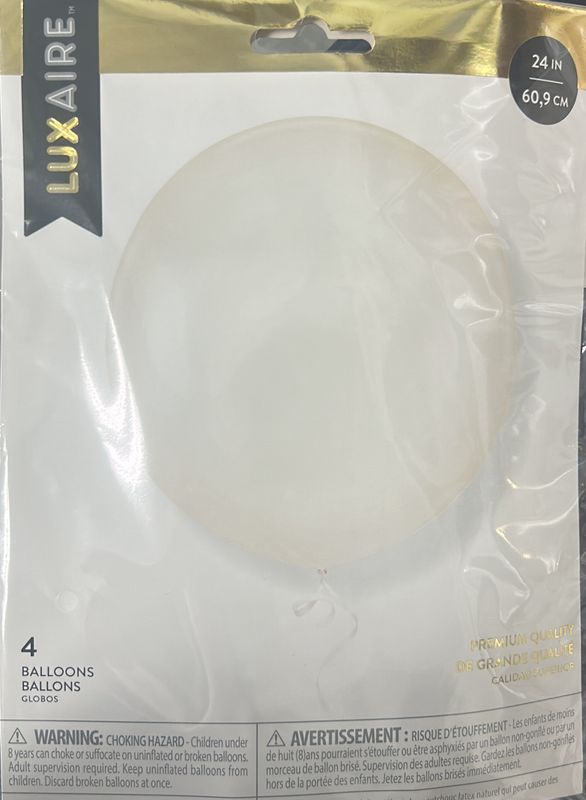 White LuxAire 4 Count 24” Balloons