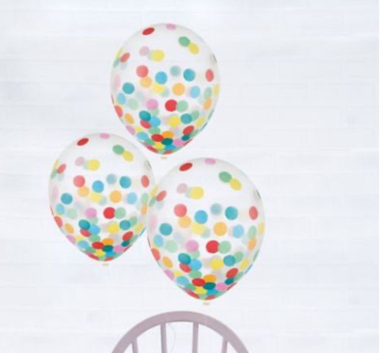 Latex Balloons with Multicolor Confetti, 12 Inches, 6 Count
