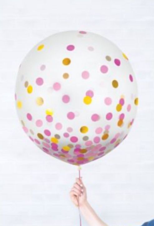 Latex Balloons with Pink and Gold Confetti, 24 Inches, 2 Count