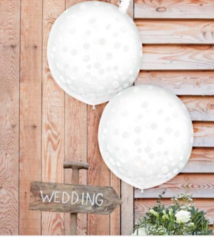 White Confetti Balloons, 24in, 2ct