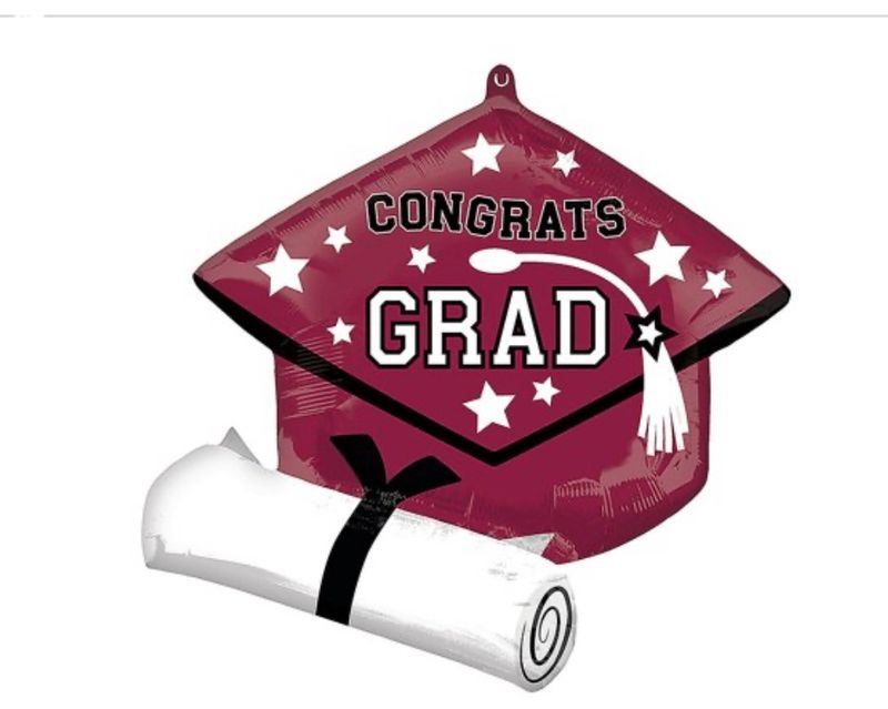 Mylar Balloon Berry Congrats Grad Diploma &amp; Cap 25