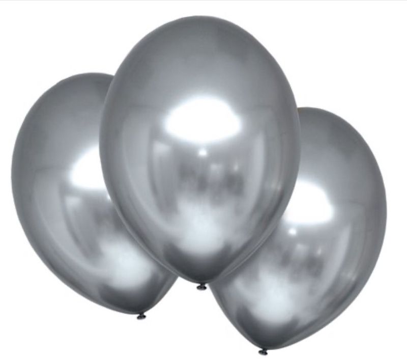 6 Satin Platinum Luxe Balloons 11”