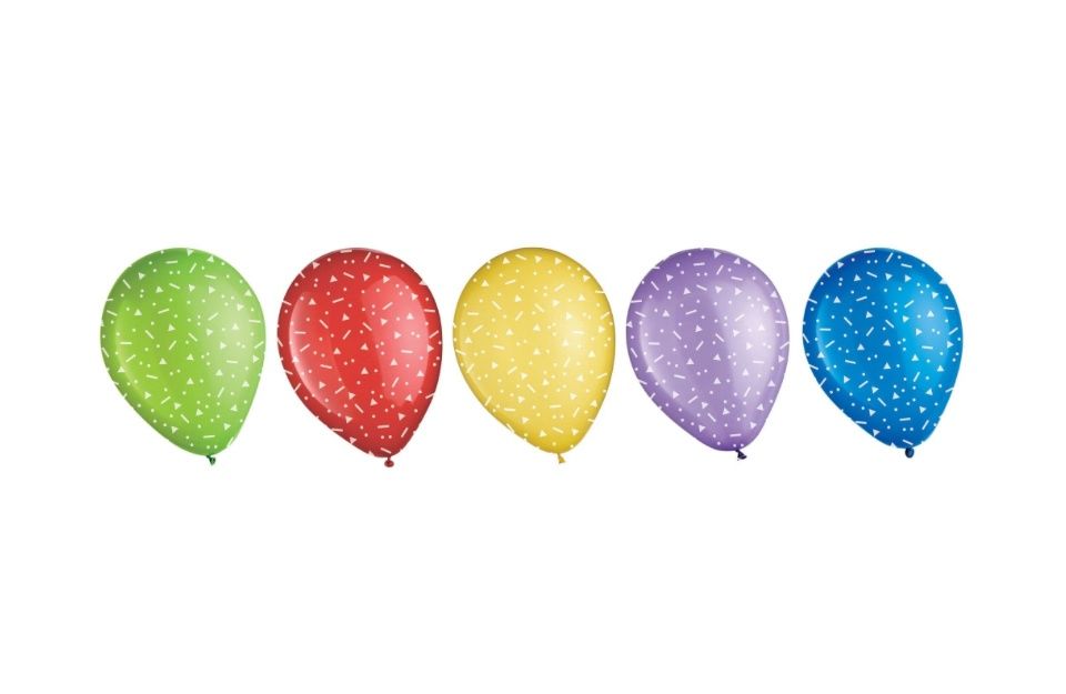 Primary Colours Confetti Latex Balloon Pack, 11-in, 15-pk