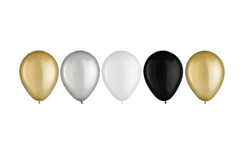 Luxe Black, Silver, Gold, White Latex Balloon Assortment - 11&quot; (15 Pc)