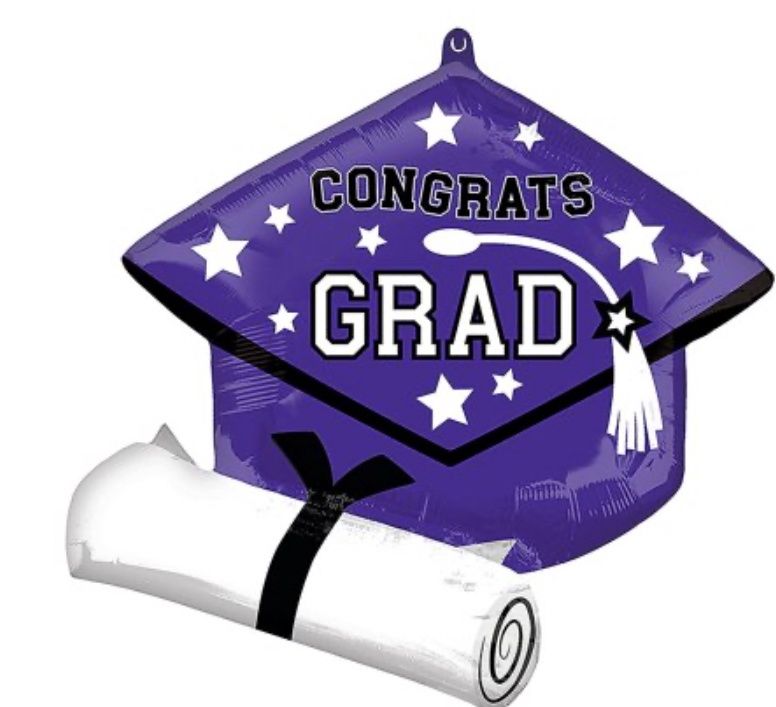 Mylar Balloon Purple Congrats Grad Diploma &amp; Cap 25