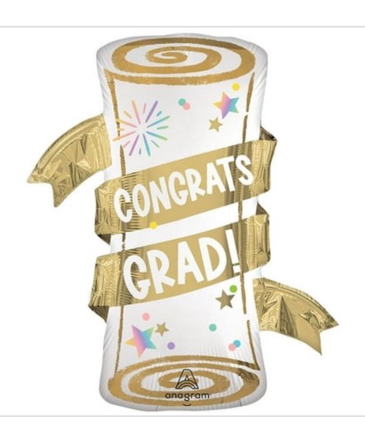 31 Inch Satin Pastel Grad Party Diploma Anagram Foil Mylar Balloon