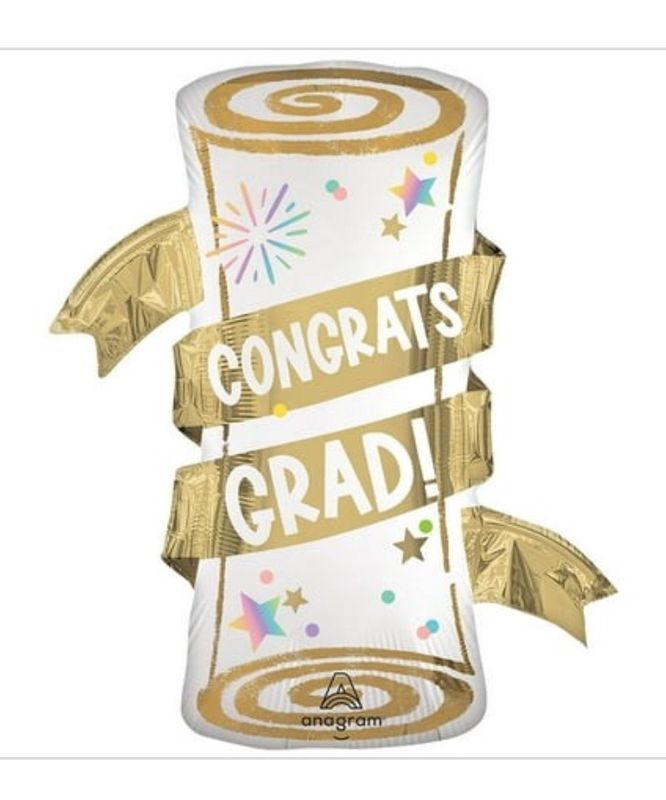 31 Inch Satin Pastel Grad Party Diploma Anagram Foil Mylar Balloon