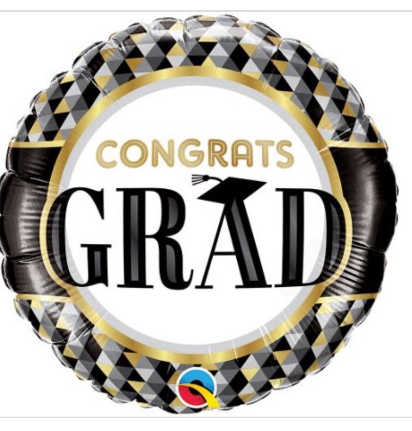 18 Inch Grad Black &amp; Gold Patterns Foil Mylar Balloon