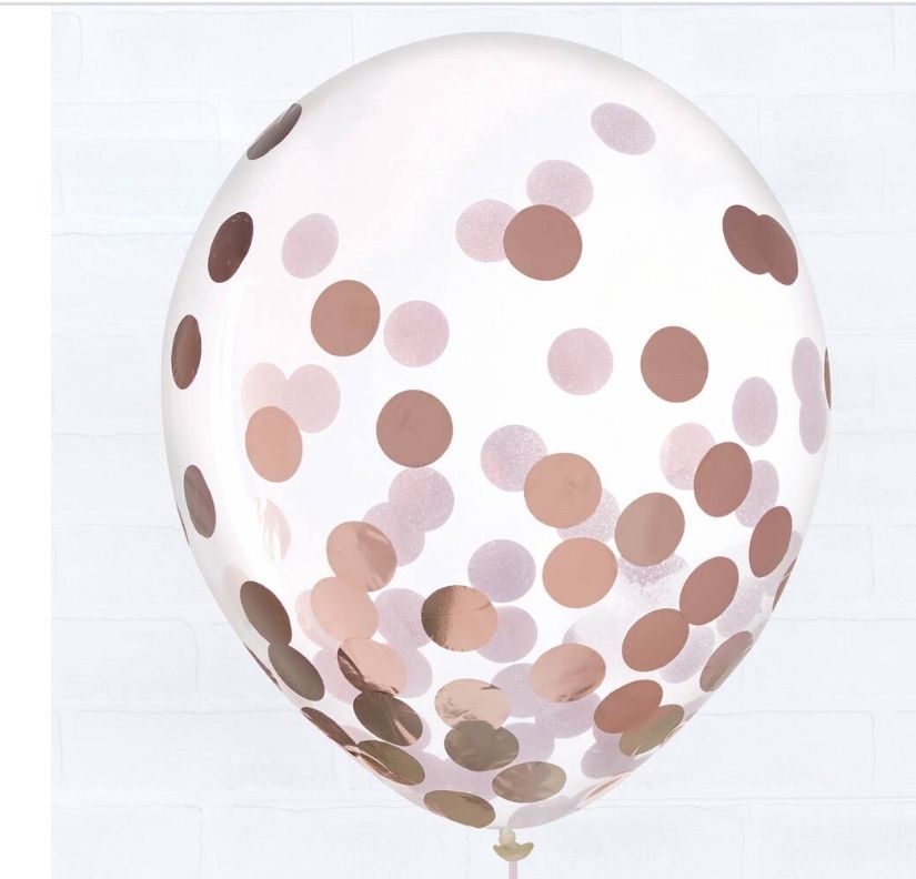 Rose Gold Confetti Latex Balloons, 12-in, 6-pk