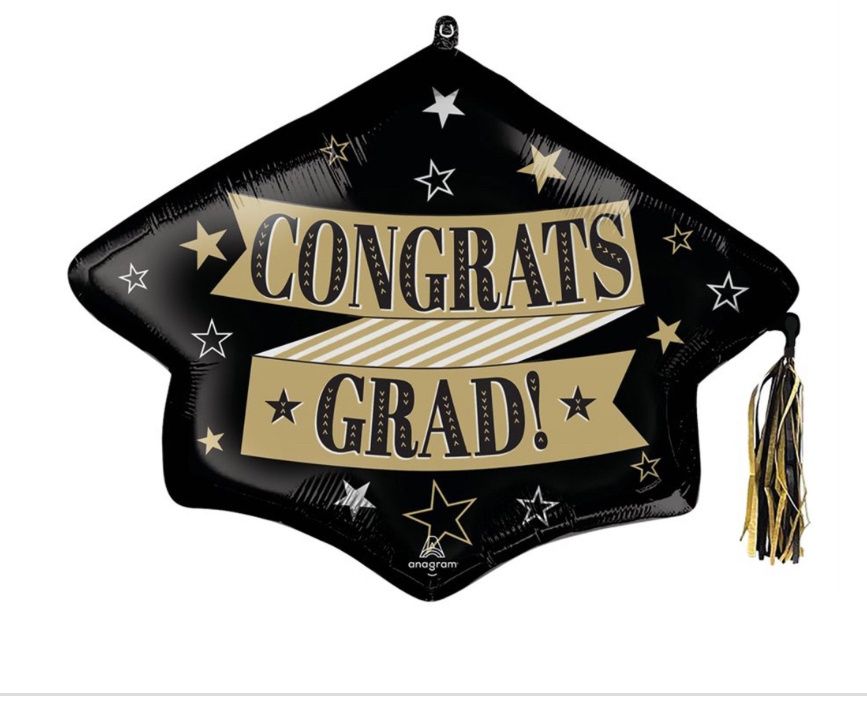 Congrats Grad! Hat Supershape Foil Balloon, 28 Inches