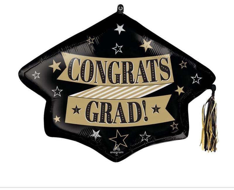 Congrats Grad! Hat Supershape Foil Balloon, 28 Inches