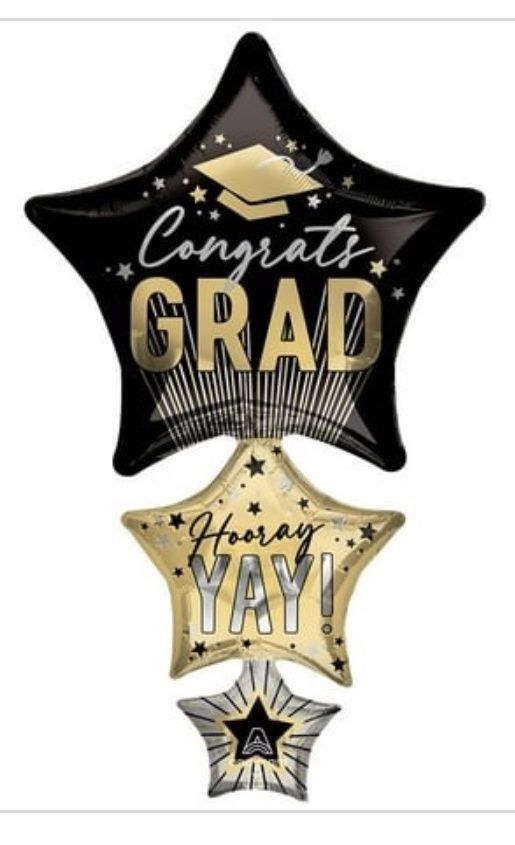 42 Inch Stripes on Stripes Grad Stars Anagram Foil Mylar Balloon