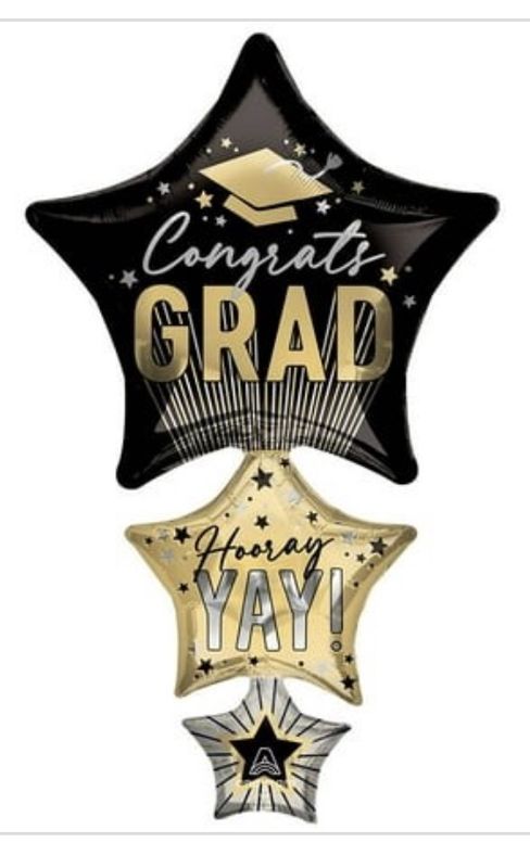 42 Inch Stripes on Stripes Grad Stars Anagram Foil Mylar Balloon