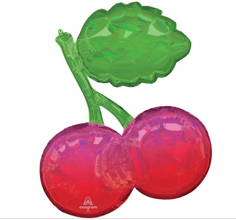 Iridescent Cherry Supershape Foil Balloon, 27 Inches