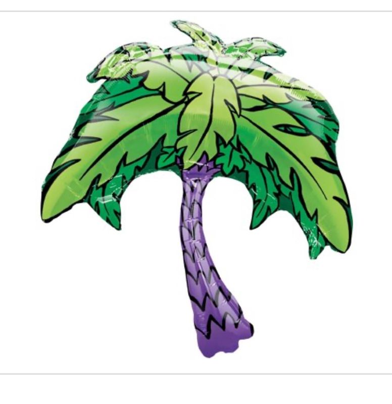 Funky Hawaiian Palm Tree Luau Party 29 X 33 Foil Balloon Green Purple