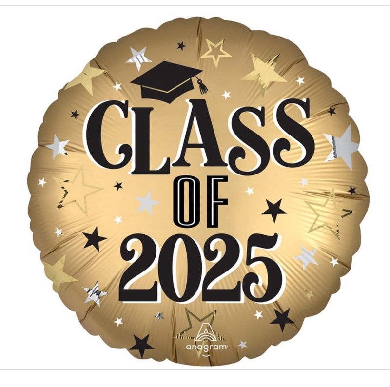 Gold Class of 2025 Foil Balloon, 18 Inches