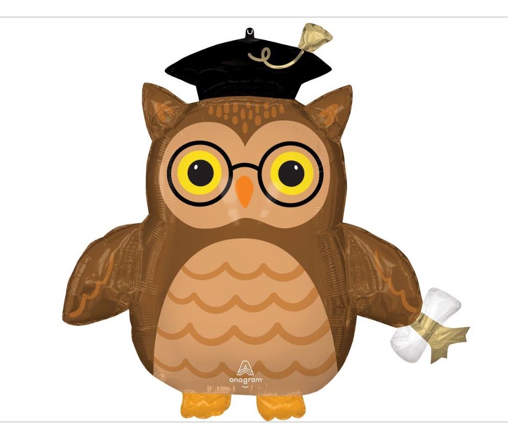 Owl Satin Foil Balloon, Brown, 32-in