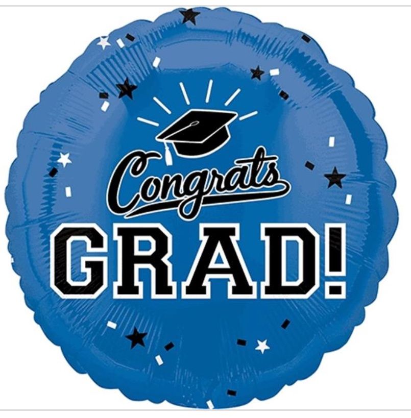 Blue Congrats Grad School Color Pride Graduation Foil Blue 18