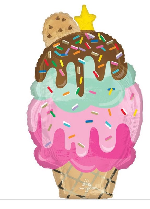Here&#39;s the Scoop Cone Supershape Foil Balloon, 24 Inches