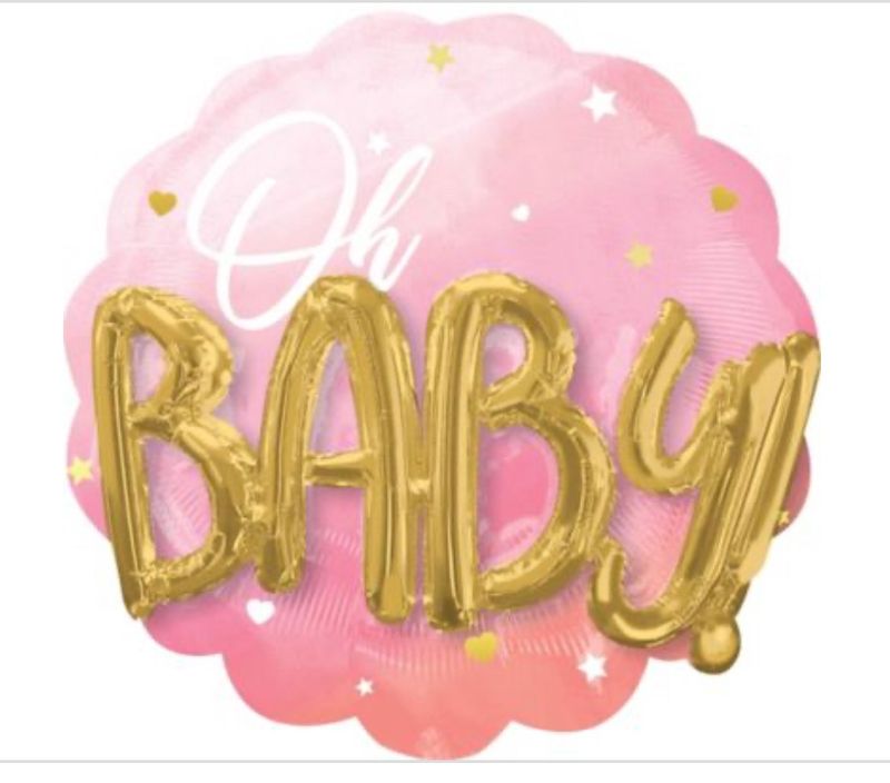28 Inch Pink Baby Girl Foil Mylar Balloon