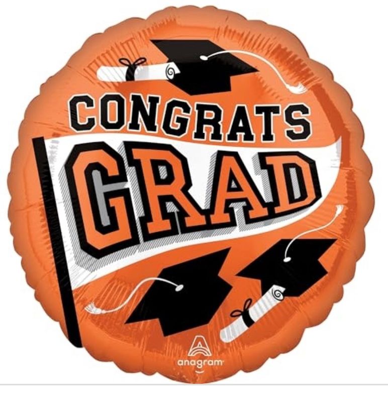 Graduation Round Orange 17IN Standard Foil Balloon