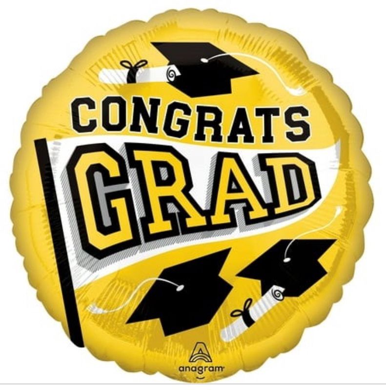 Graduation Yellow 17IN Round Foil Standard Balloon