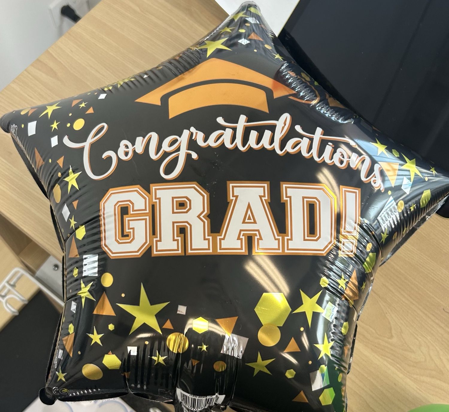Congratulations Grad Black And Gold Star Balloon