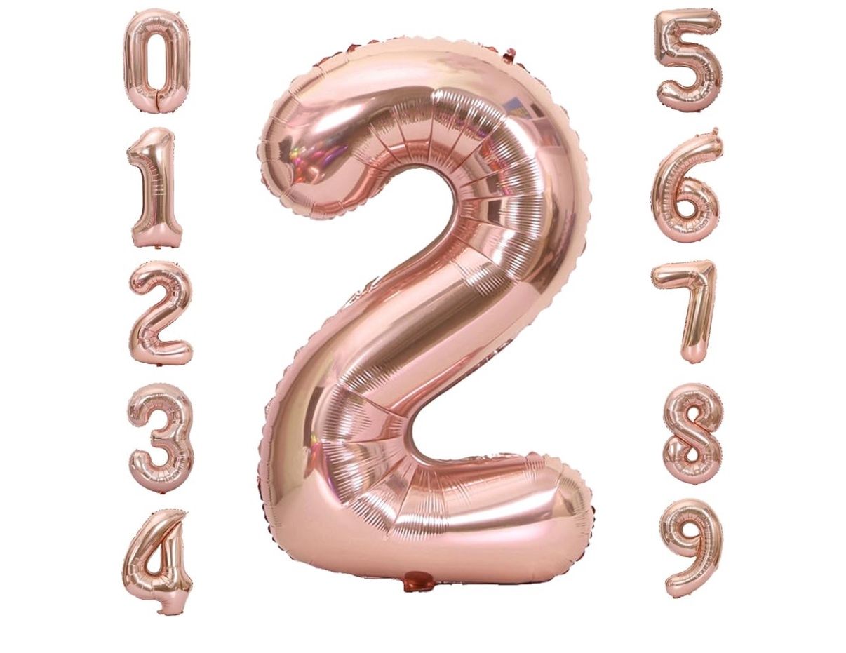 34 in Number 0 Balloon, Rose Gold