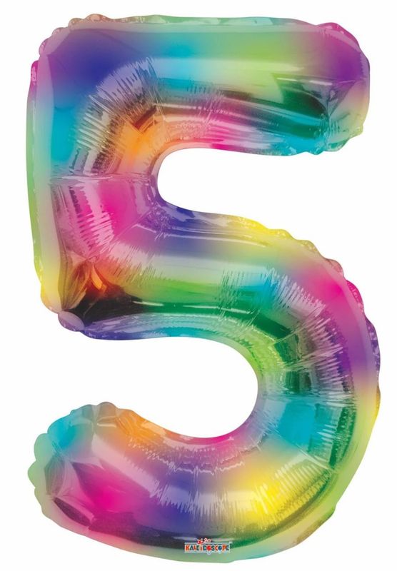 Number 5 Rainbow 34″ Balloon