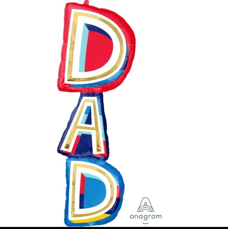 Foil Balloon D A D Stacker, Fathers Day Flat 39inch