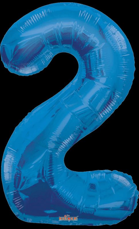 34 Inch Number 2 Blue Foil Mylar Balloon