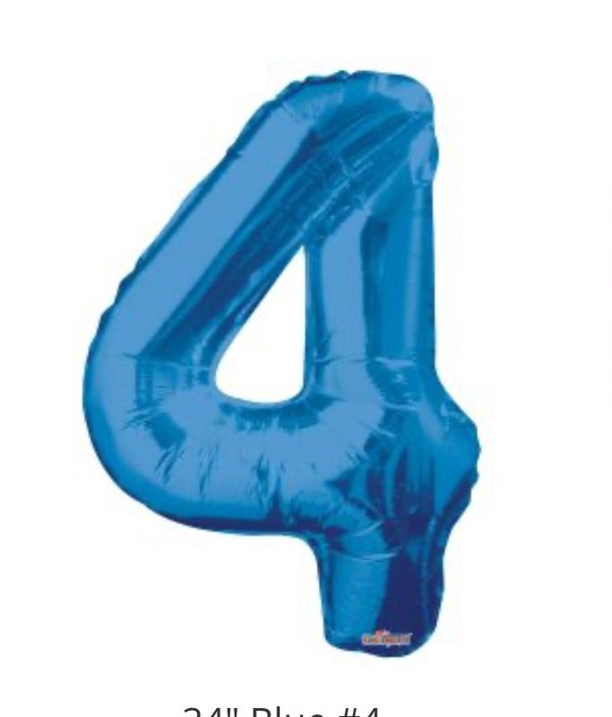 34 Inch Number 4 Blue Foil Mylar Balloon