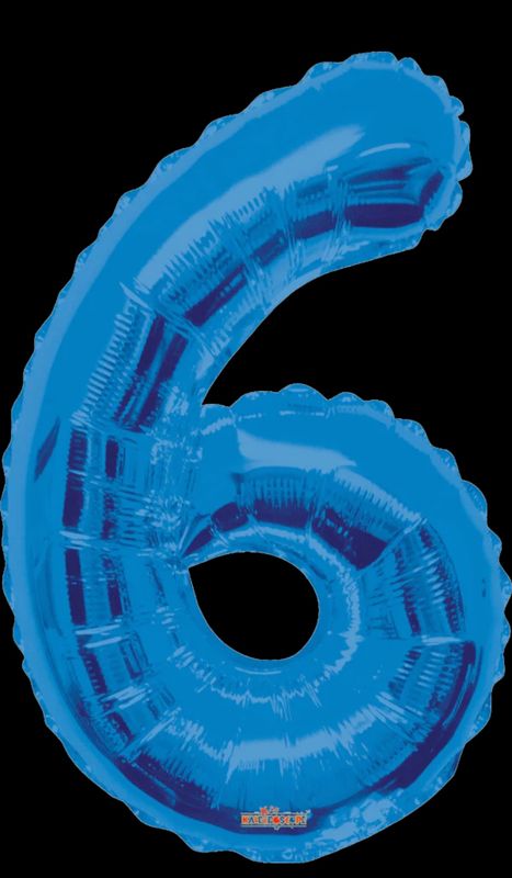 34 Inch Number 6 Blue Foil Mylar Balloon