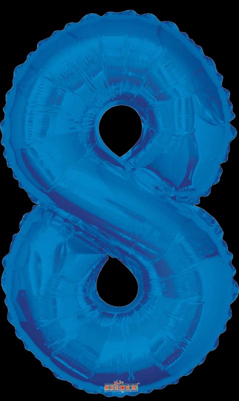 34 Inch Number 8 Blue Foil Mylar Balloon