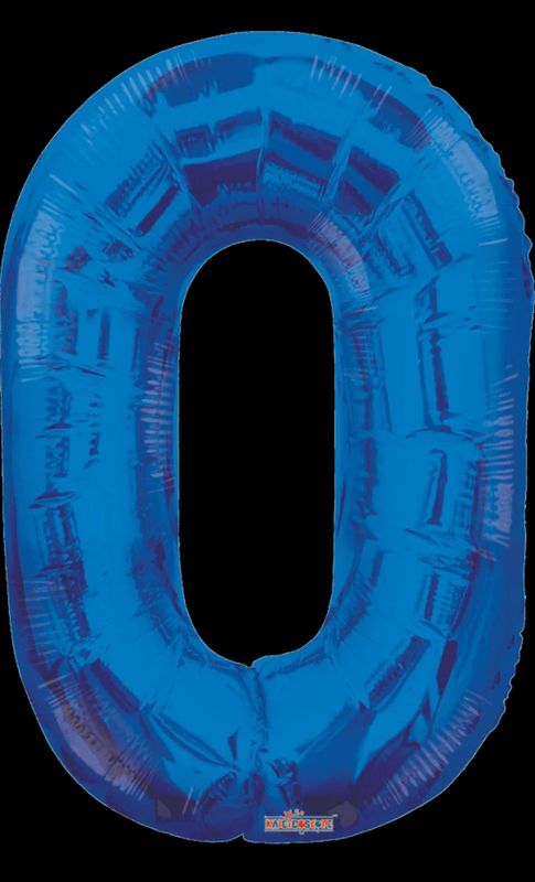 34 Inch Number 0 Blue Foil Mylar Balloon