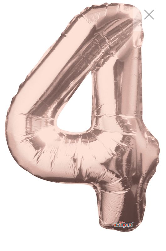 34 in Number 4 Balloon, Rose Gold