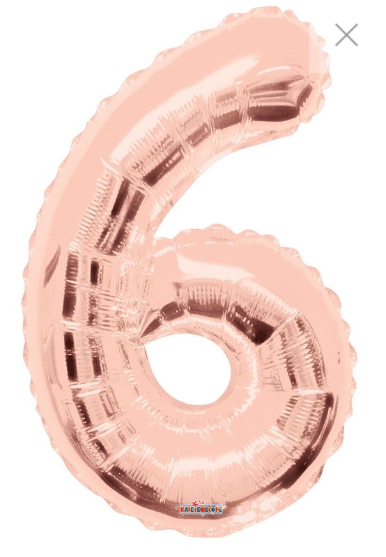 34 in. Number 6 Balloon, Rose Gold